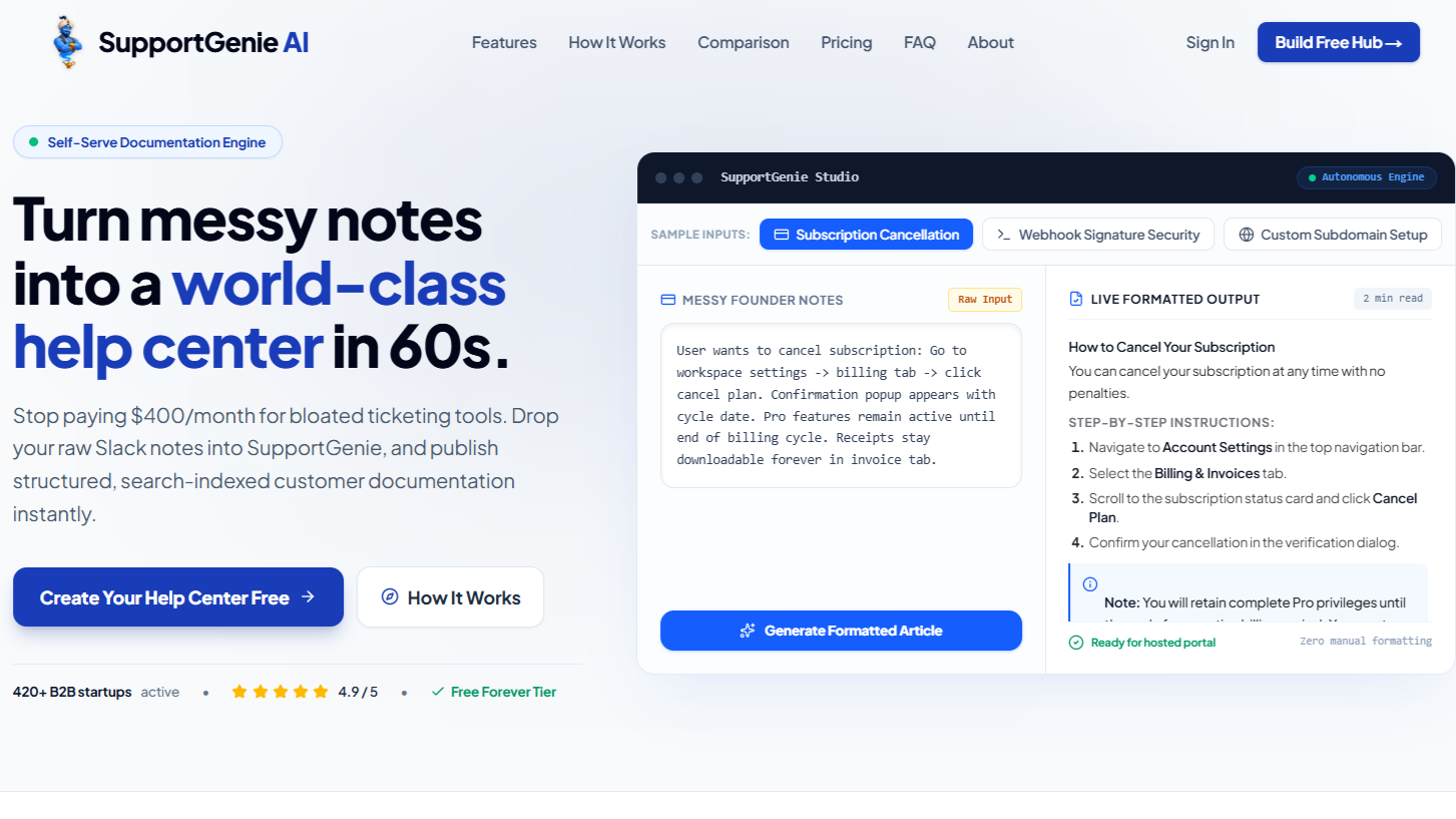 SupportGenie AI preview